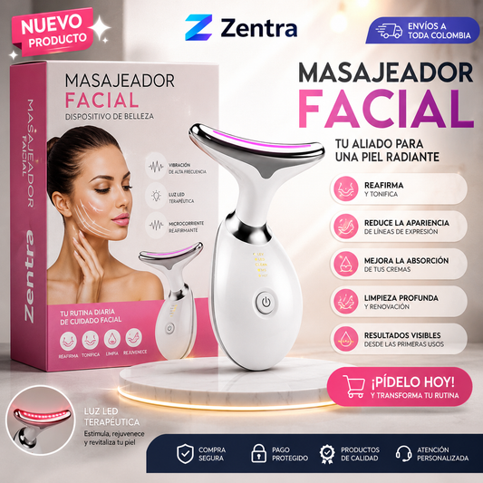 Dile adiós al estrés y a la tensión en tu rostro con el Masajeador Facial de Zentra